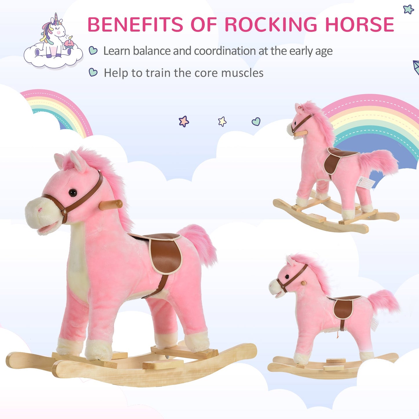 Interactive Rocking Horse – Plush Ride-On Toy-Luxore
