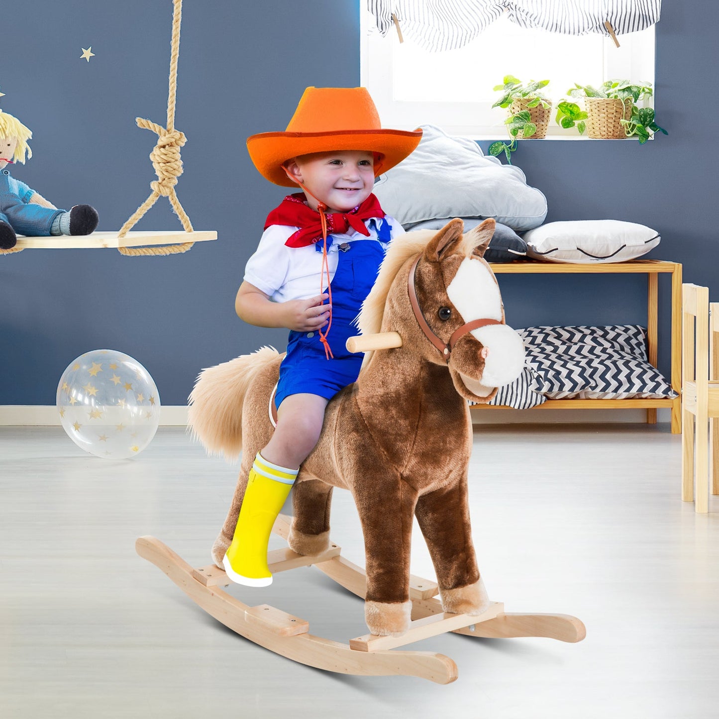 Plush Rocking Horse – Soft Ride-On Toy for Kids-Luxore