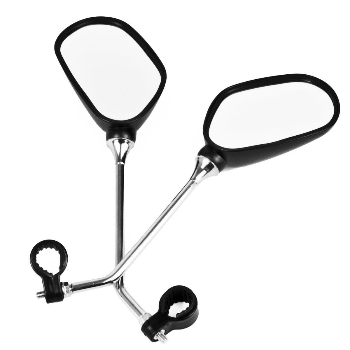 Pair of Oval Bike Mirrors with Reflectors – Safety Rear View Set