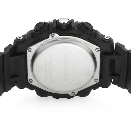 Accessories - Sekonda Mens Chronograph Dual Time Black Rubber Strap Watch - 1036