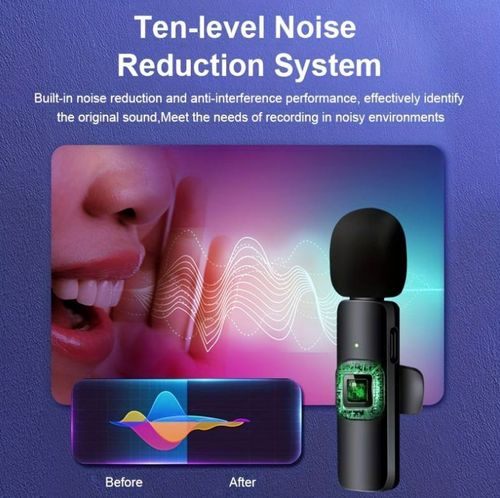 Electronics - K9 Wireless Microphone Mini Plug And Play Noise Canceling 2.4GHz