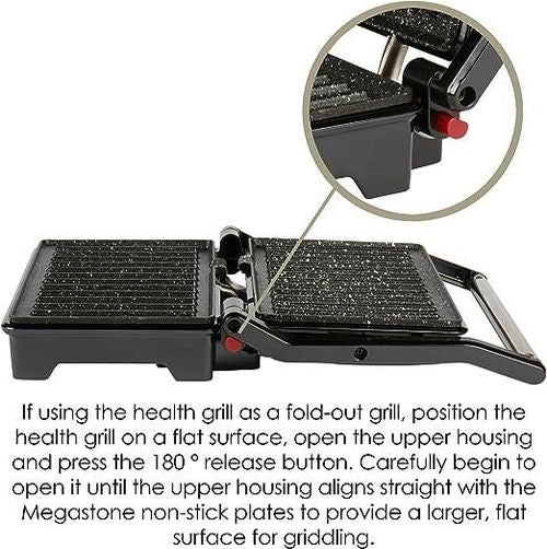 Salter MegaStone Fold-Out Health Grill & Panini Maker - EK2384MG-Luxore
