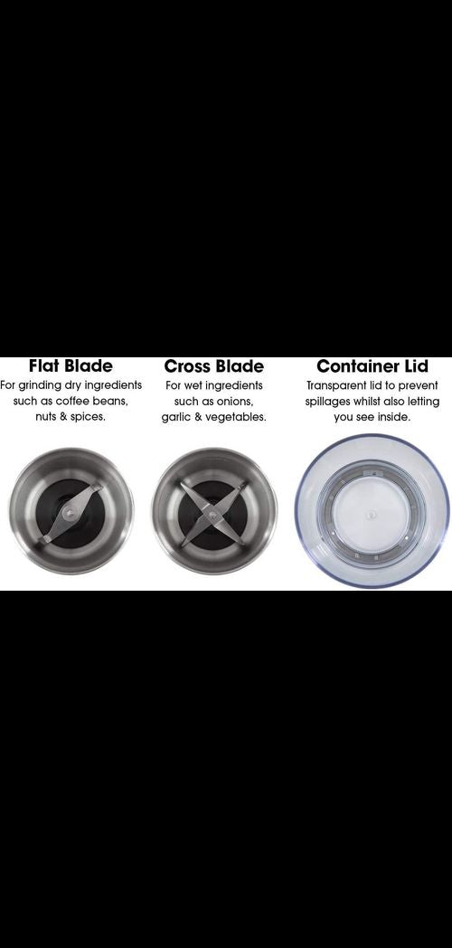Quest Compact Stainless Steel Electric Grinder, 80g, 200W, 20 x 12 x 12cm 34170-Luxore