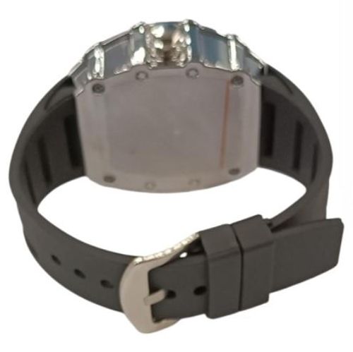 Accessories - New Rubber Gents Solid Fashion Quartz Movement Screw Decoration Skeleton Dial Black Rubber Strap Watch