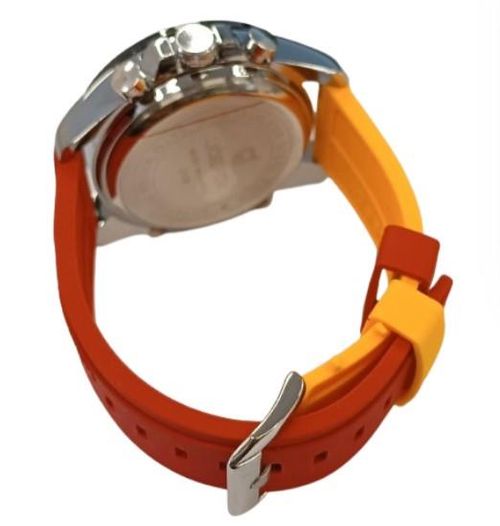 Accessories - Joefcx Men's Fashion Techymeter Analouge & Digital Dial Yellow/Red Rubber Strap Watch