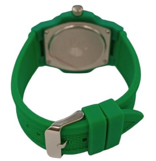 Clasico Mens Ladies Water Resistant Arabic Square Dial Green Rubber Strap Watch