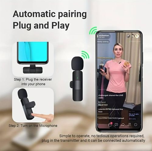 Electronics - K9 Wireless Microphone Mini Plug And Play Noise Canceling 2.4GHz