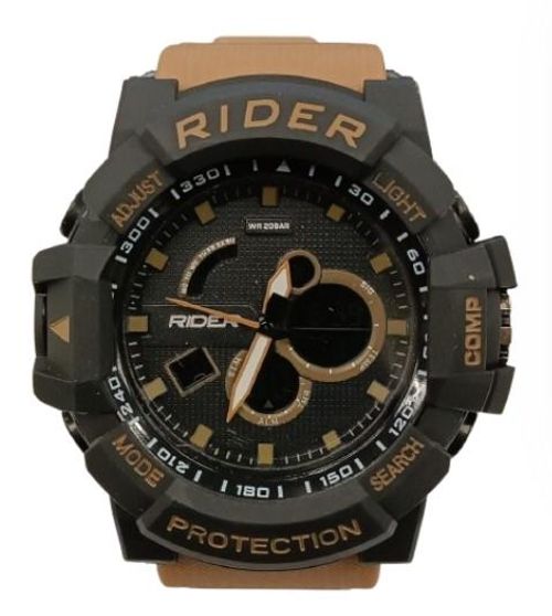 Accessories - Rider Mens Dual Time Digital Black Dial Brown Rubber Strap Watch Models May Vary - CLEARANCE NEEDS RE-BATTERY