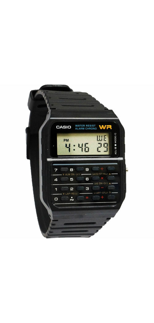 Accessories - Casio Mens Digital Calculator Retro Dial With Black Rubber Strap Watch - CA-53W-1Z