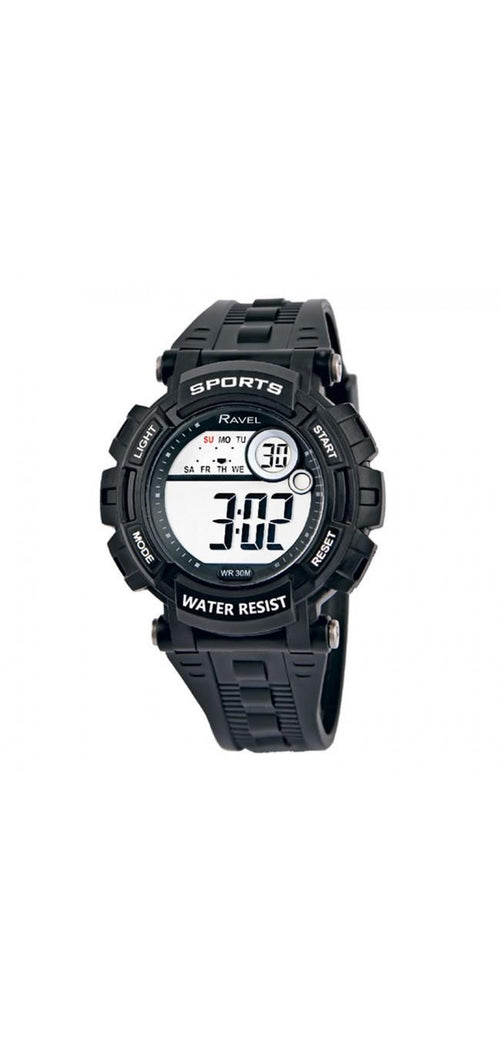 Accessories - Ravel Mens 3ATM Digital Sports Black/Black Watch RDG.14.3