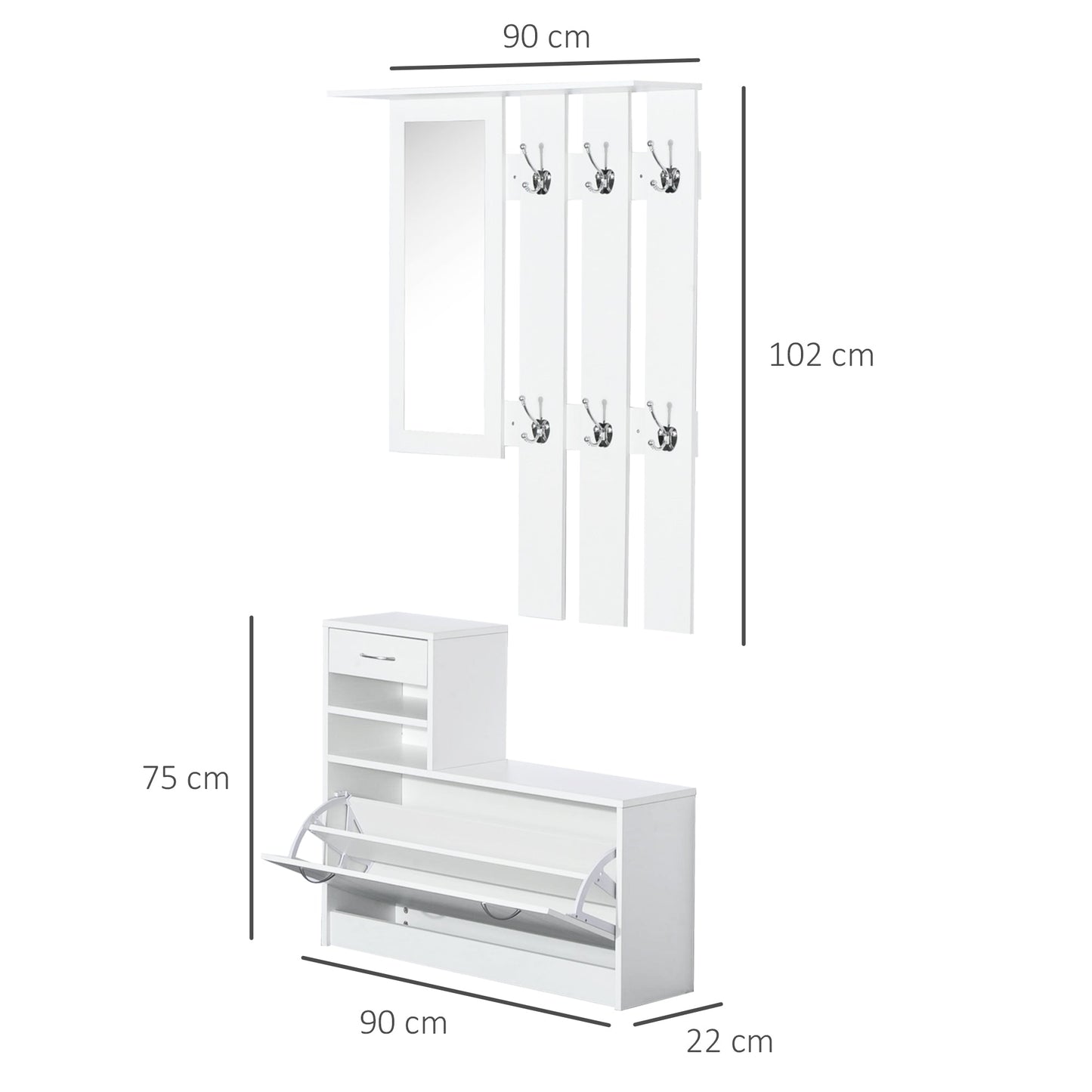 Entryway Furniture Set-White-2