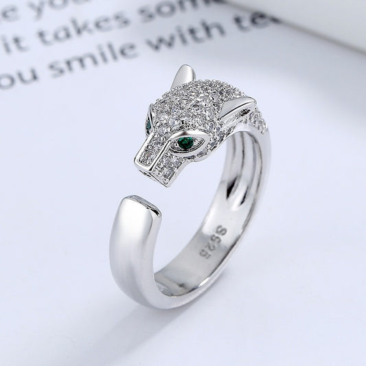 Panther head inlaid with diamonds exquisite design noble ring-Luxore