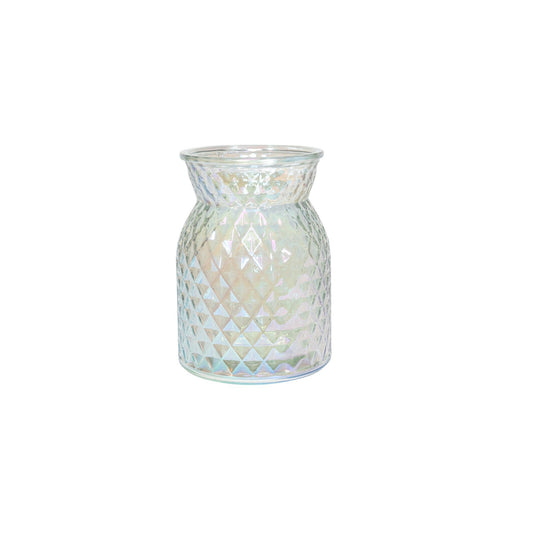 Meadow Flower Vase with Diamond Embossed Pattern &amp; IridescentÂ Finish (16cm)