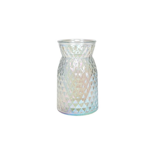 Meadow Flower Vase with Diamond Embossed Pattern &amp; IridescentÂ Finish (18cm)