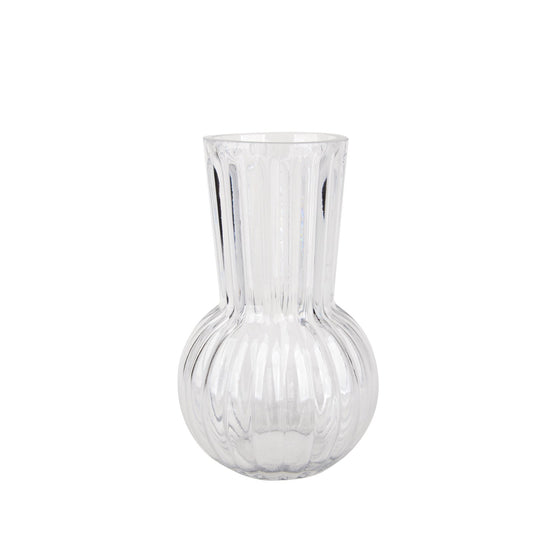 Clear Rochelle Fluted Vase with Onion Base (20cm)