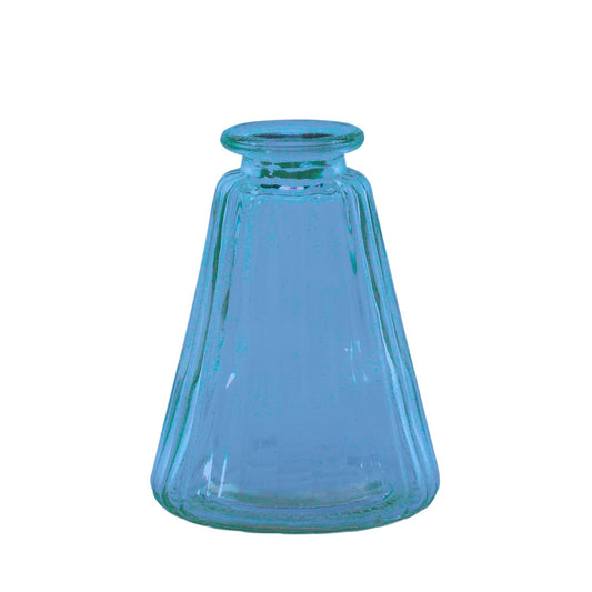 Blue Pyramid Glass Bottle Vase (10cm)