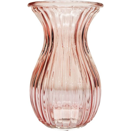 Pink Harper Fluted &amp; FlaredÂ Glass Vase (14cm)