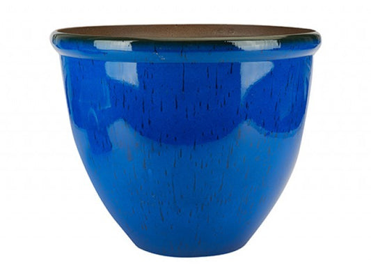 Dark Blue Ceramic Look Planter (30cm)