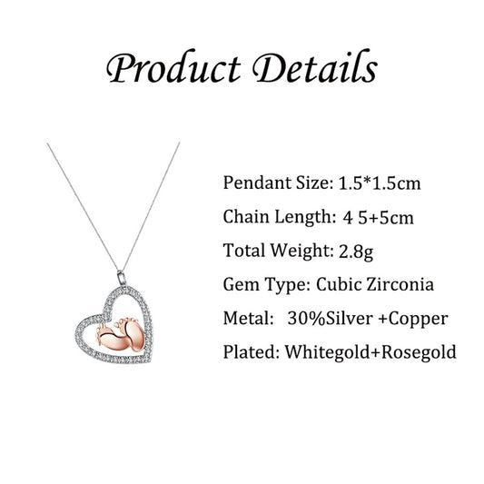 Open Heart Diamond-Set Little Feet Pendant Necklace – A Tribute to Maternal Love-Luxore
