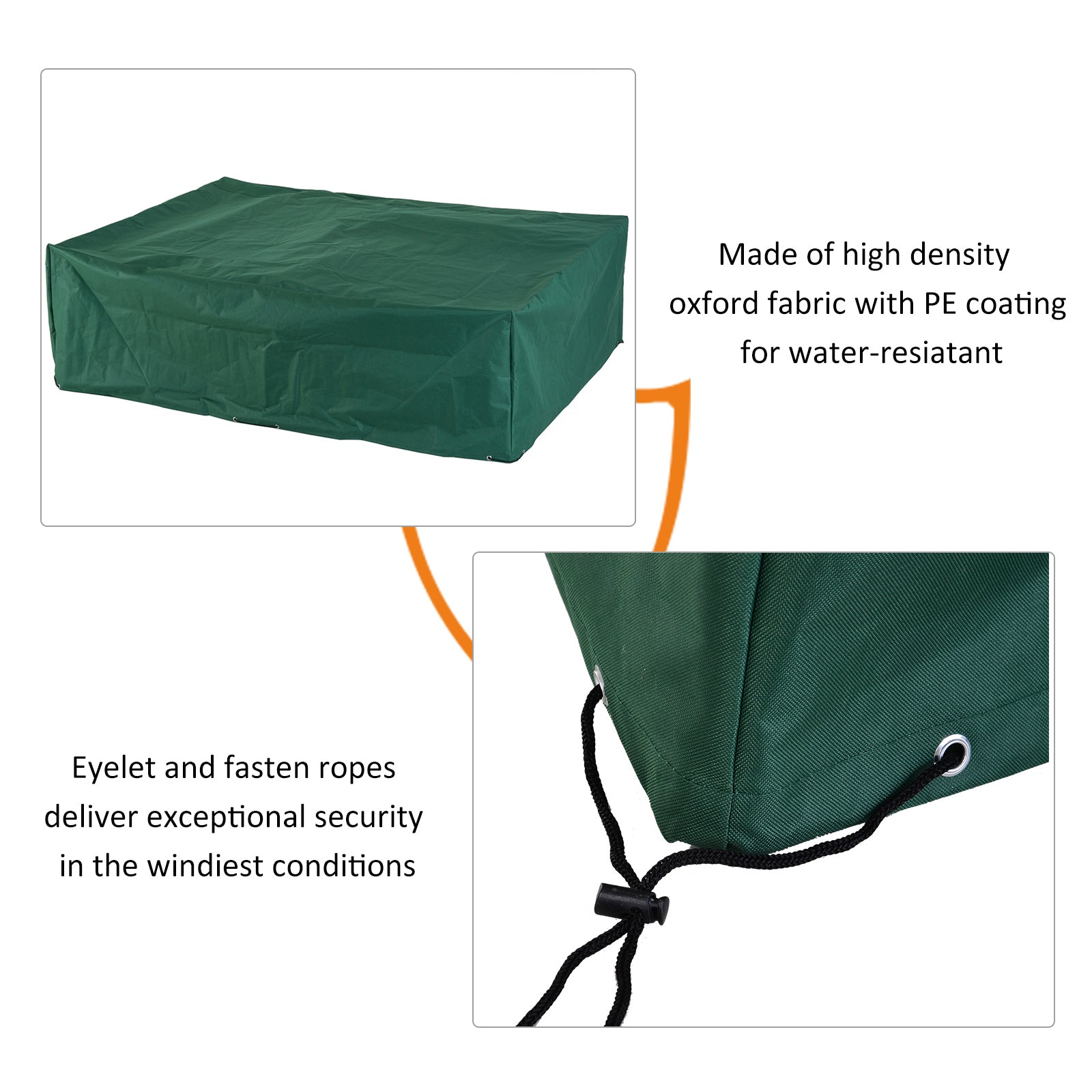 UV Rain Protective Rattan Furniture Cover Outdoor Garden Rectangular Furniture Cover Table Chair Sofa Shelter Waterproof 222x155x67cm, Green-4