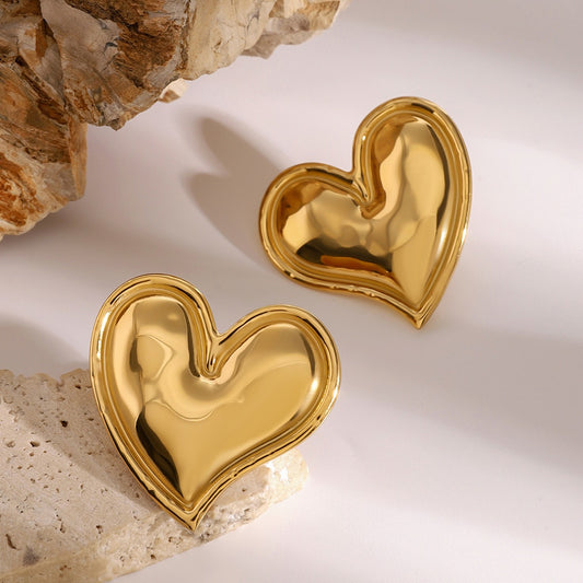 18K gold heart-shaped luxury earrings-Luxore