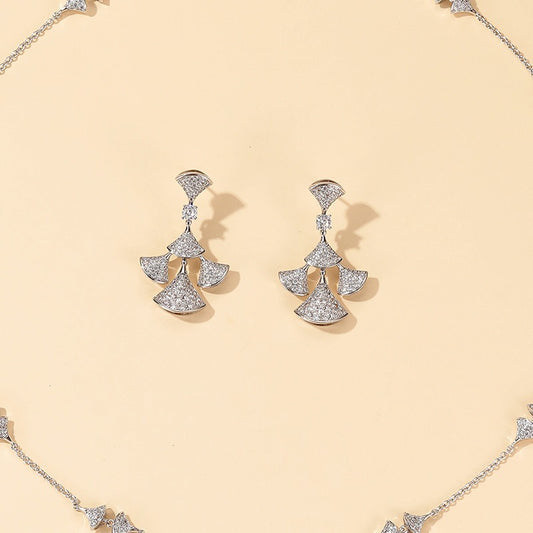 Fan-shaped earrings with diamond-encrusted design and high-end feel-Luxore