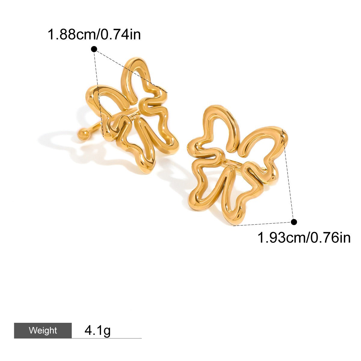 18K gold hollow butterfly design high-end earrings-Luxore