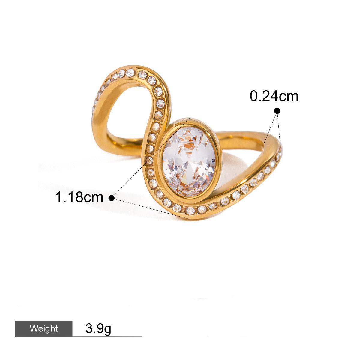 18K gold geometric gemstone design high-end ring-Luxore