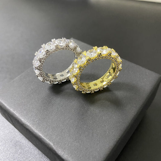 18K gold with diamond-studded design, light luxury and noble ring-Luxore