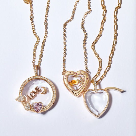 18K gold heart/rectangular openable necklace with exquisite and unique design-Luxore