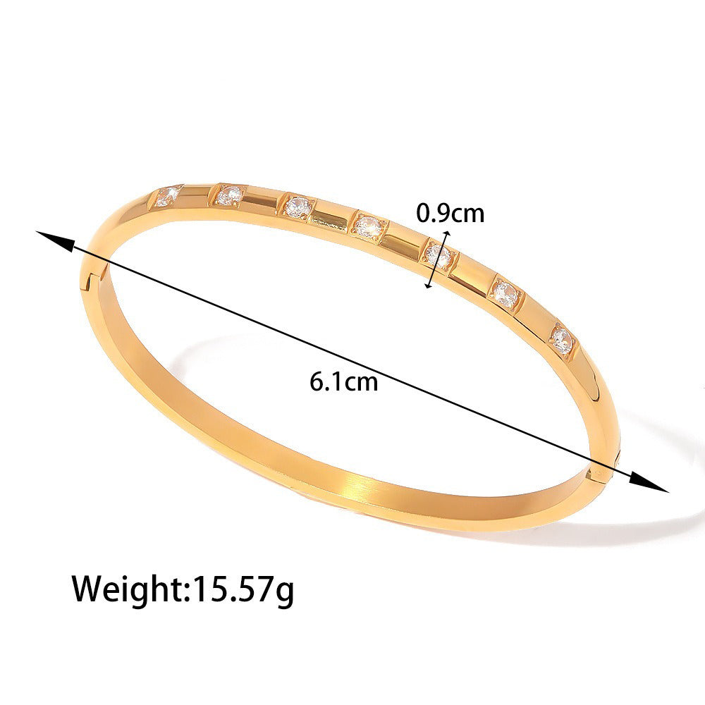 18K gold geometric inlaid gemstone design light luxury high-end bracelet hair accessories set-Luxore