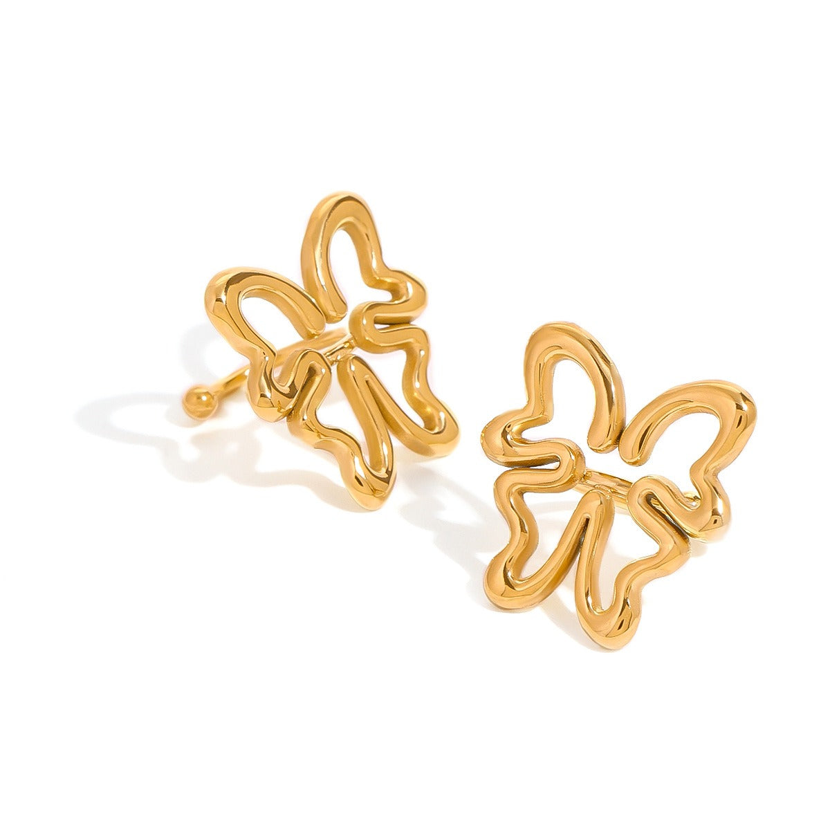 18K gold hollow butterfly design high-end earrings-Luxore