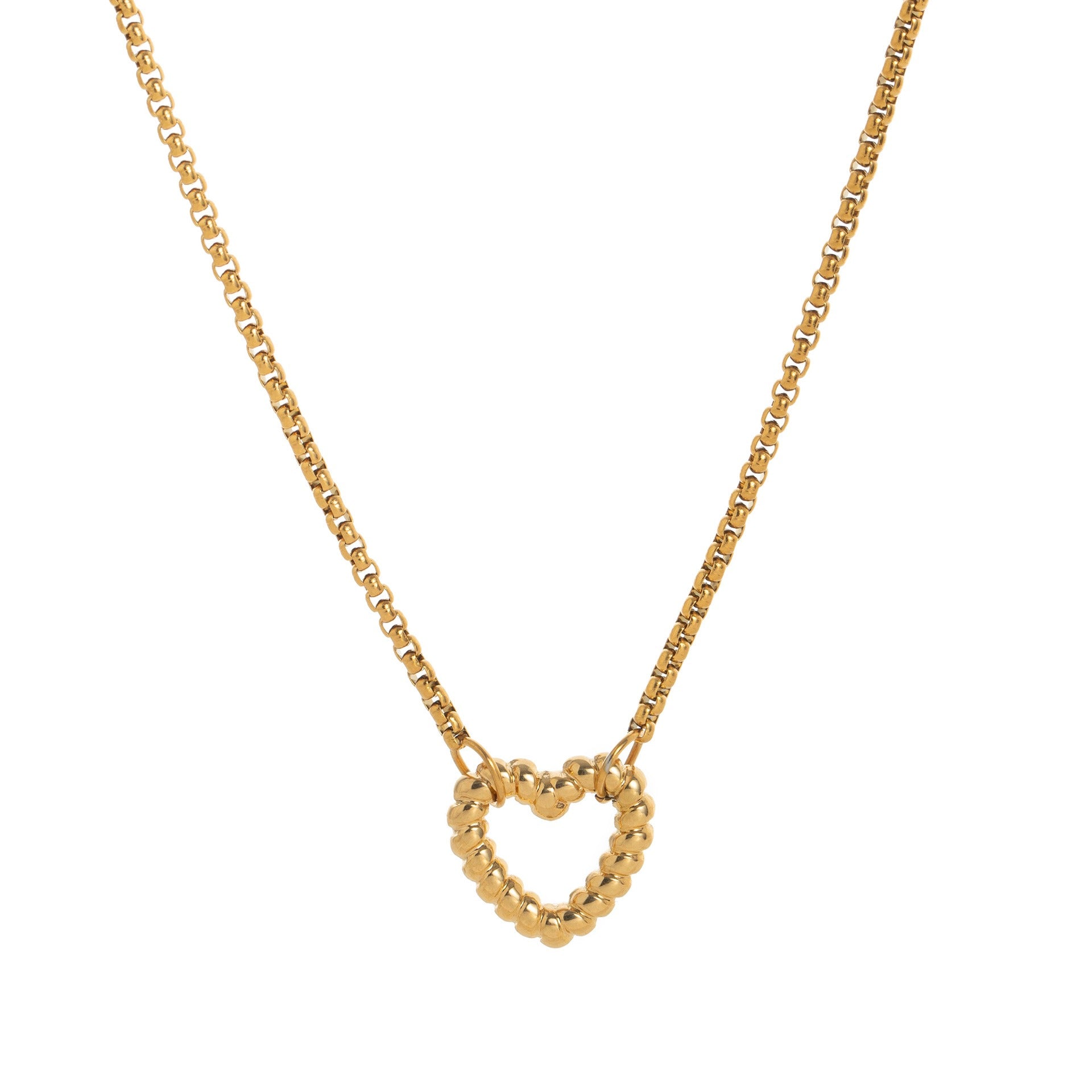 18K gold heart with hollow star-shaped inlaid gemstone design high-end unique necklace-Luxore