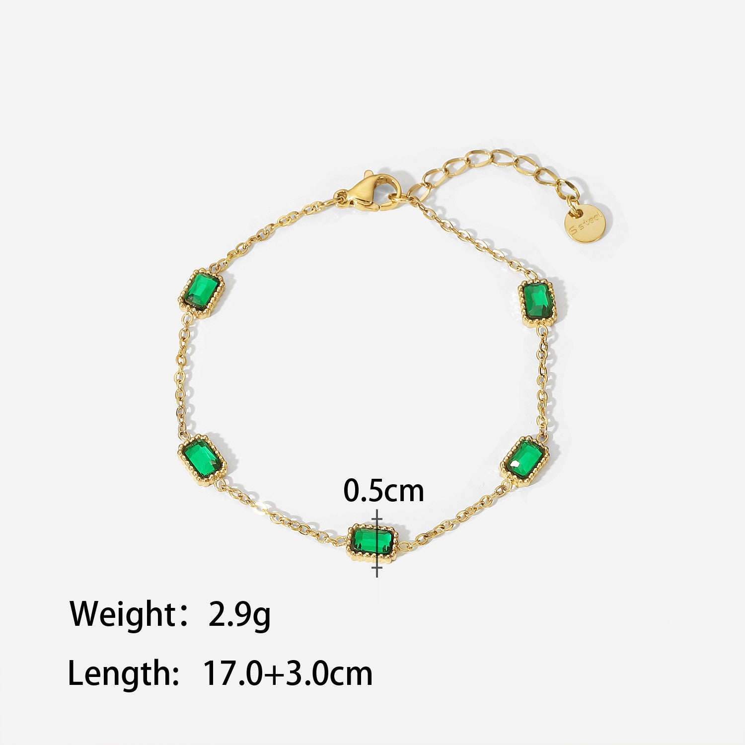 18K gold chain inlaid gemstone design light luxury noble bracelet-Luxore