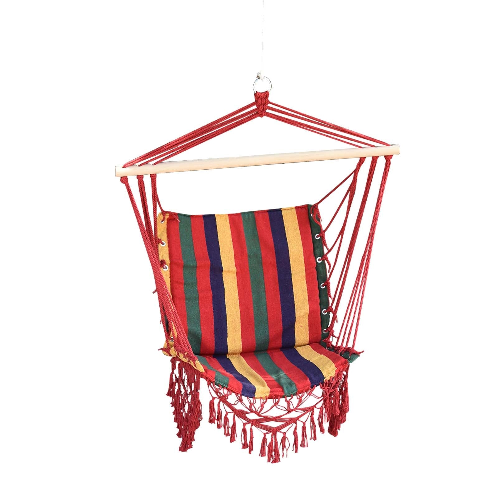 Hammock Chair Swing Colourful Striped Tree Hanging Seat Porch Indoor Outdoor Fabric Garden Furniture-0
