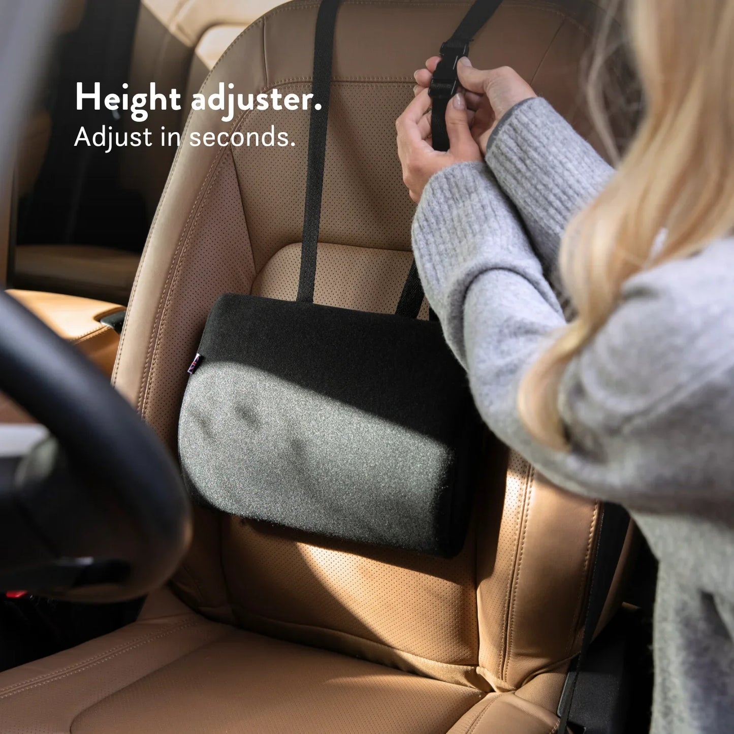 Duo Memory Foam Car Back Support Cushion – Adjustable Lumbar Support for Driving (UK Made)