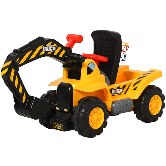Kids 4-in-1 HDPE Excavator Ride On Truck Yellow/Black-Luxore