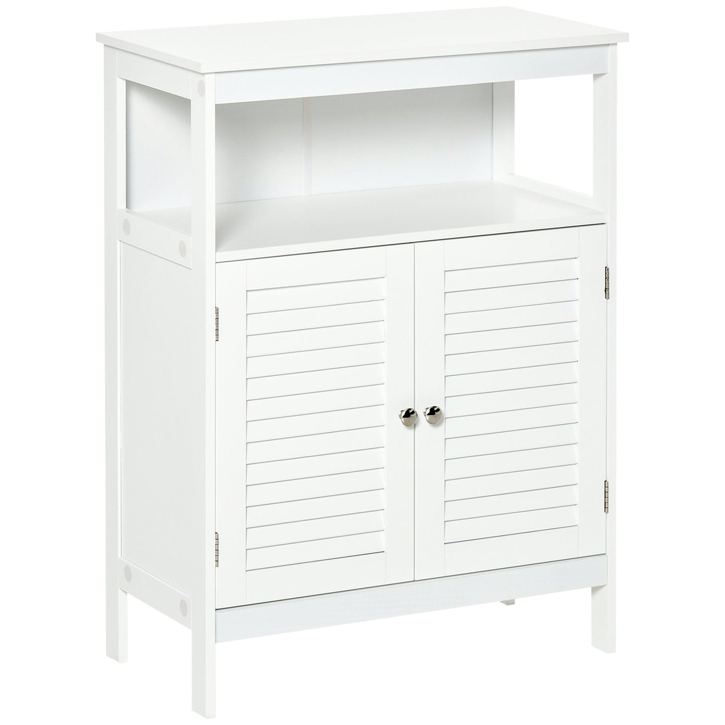 Freestanding Bathroom Storage Cabinet Organizer Cupboard with Double Shutter Doors Wooden Furniture White-0