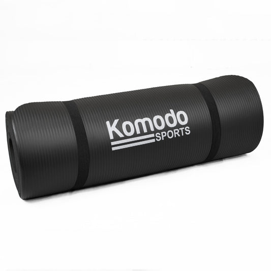 15mm Yoga Exercise Mat – Black – Thick Comfort Pad for Pilates & Yoga
