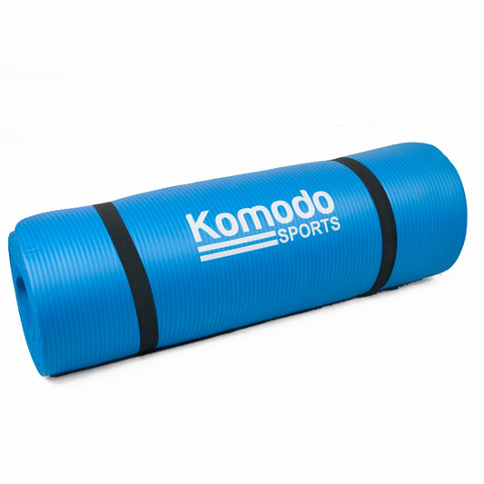 15mm Yoga Exercise Mat – Blue – Non-Slip Workout Mat for Home Gym