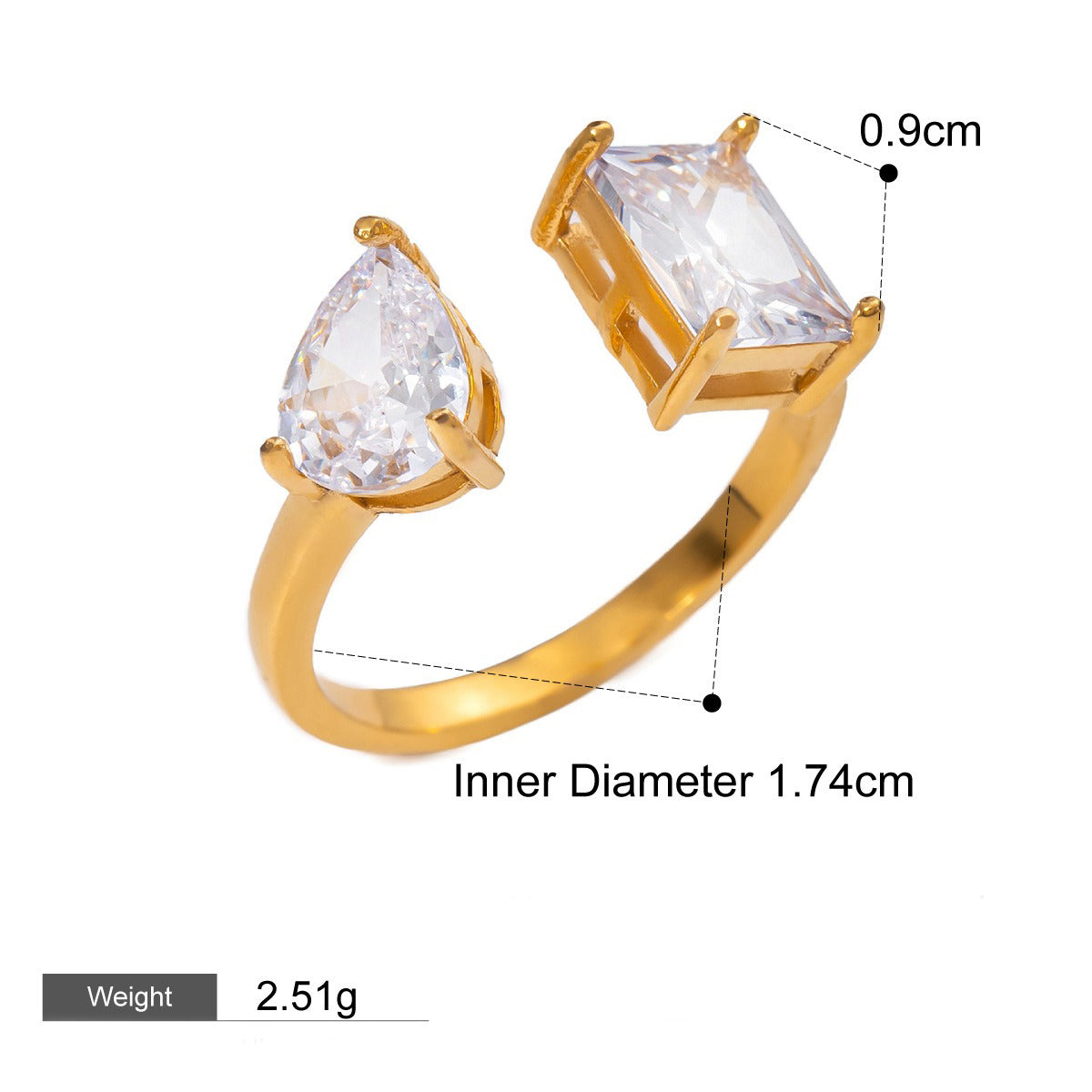 18K gold geometric gemstone design high-end ring-Luxore