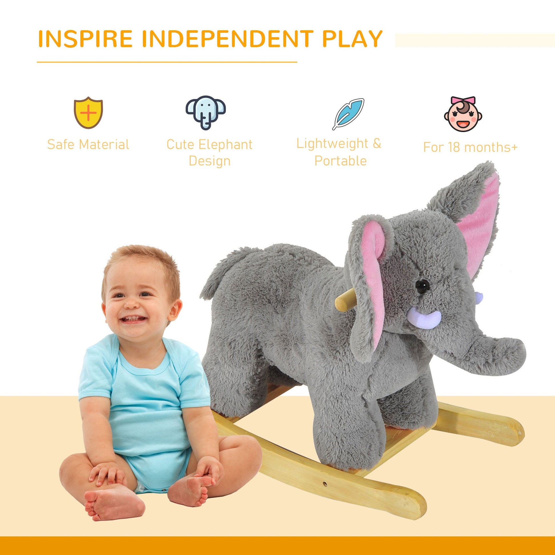 Kids Plush Ride On?Elephant-Grey-3