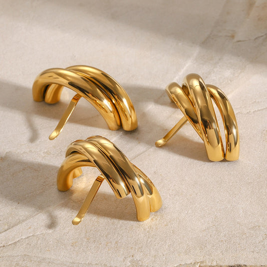 Gold Plated Layered C-Shaped Gold Hair Accessory – A Touch of Modern Elegance-Luxore