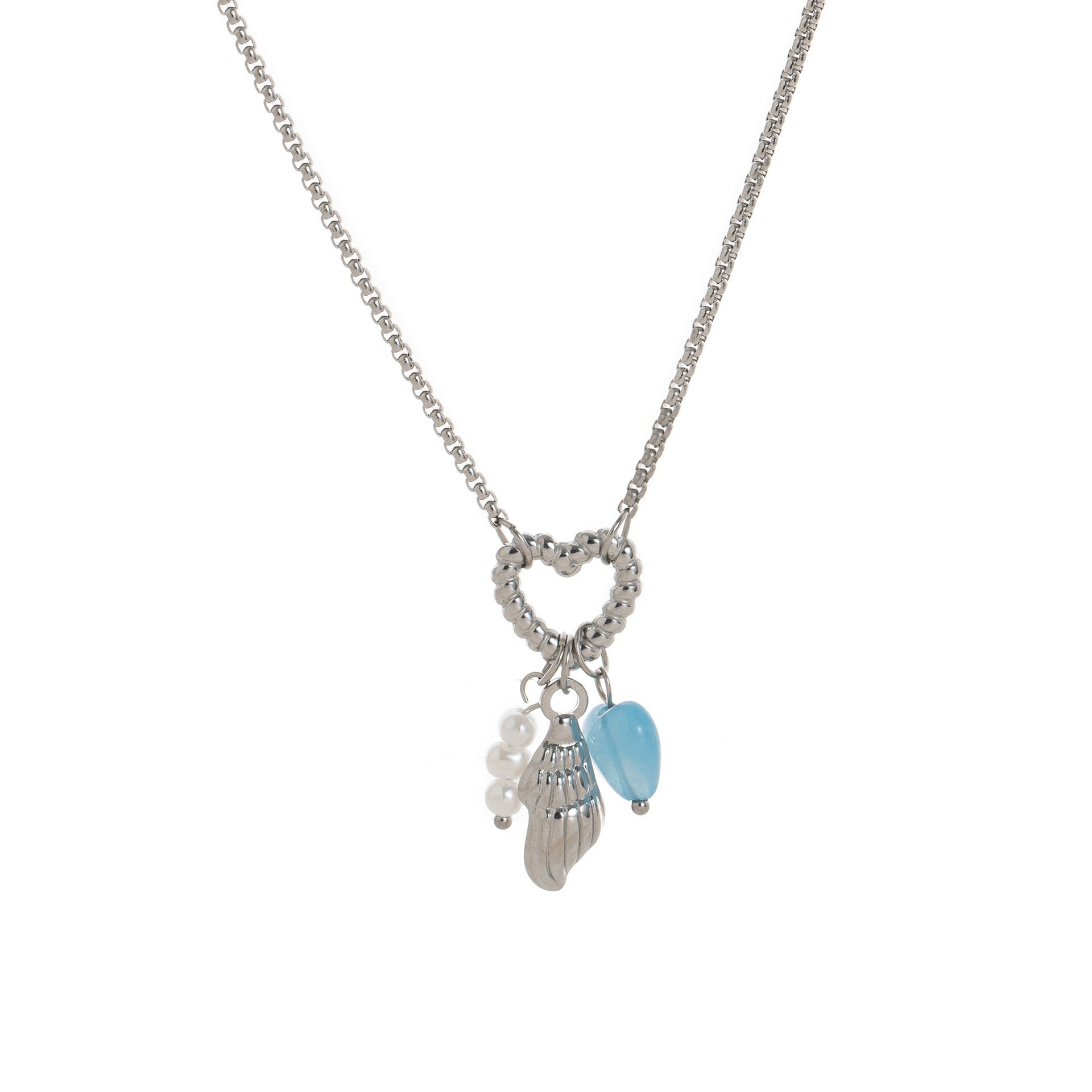 18K gold heart with hollow star-shaped inlaid gemstone design high-end unique necklace-Luxore
