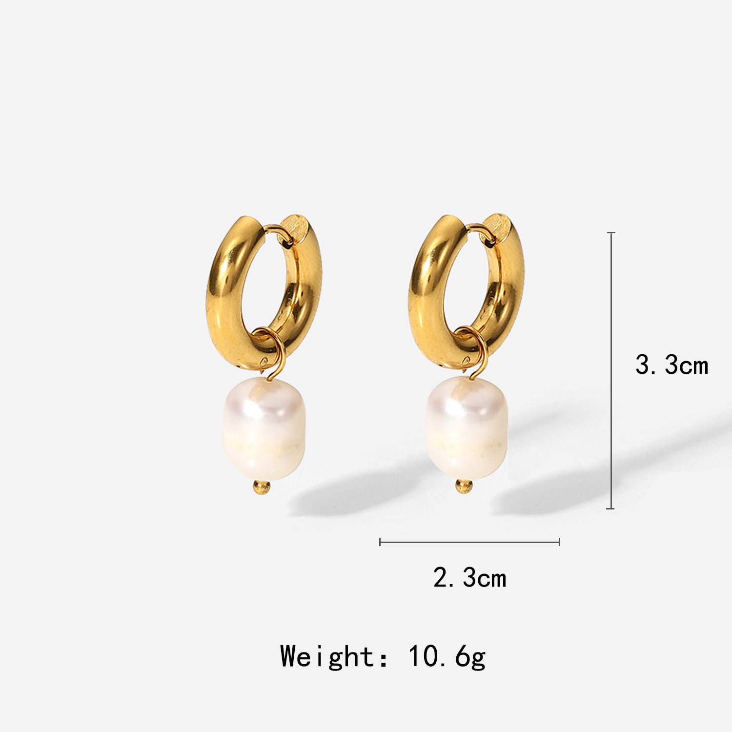 18K gold geometric inlaid pearl design high-end earrings and necklace set-Luxore