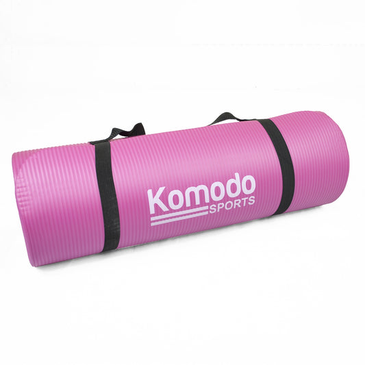 15mm Yoga Exercise Mat – Pink – Cushioned Fitness & Stretching Pad