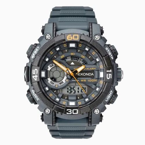 Accessories - Sekonda Mens Sports Duel Time Grey Dial & Rubber Strap Watch-1349