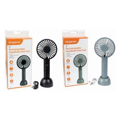 Home Goods - 3" RECHARGEABLE HANDHELD MINI FAN Kingavon
