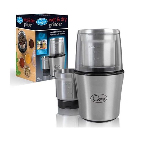 Quest Compact Stainless Steel Electric Grinder, 80g, 200W, 20 X 12 X 12cm 34170