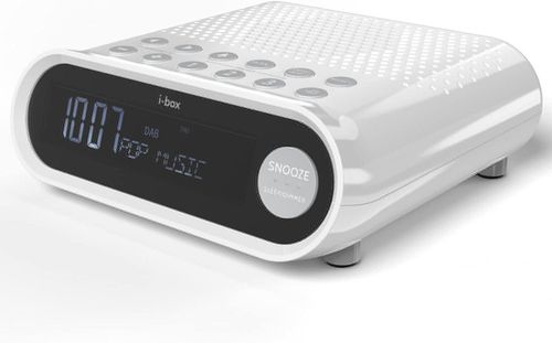 i-box Sunrise Bedside Alarm Clock with DAB Radio - White-Luxore